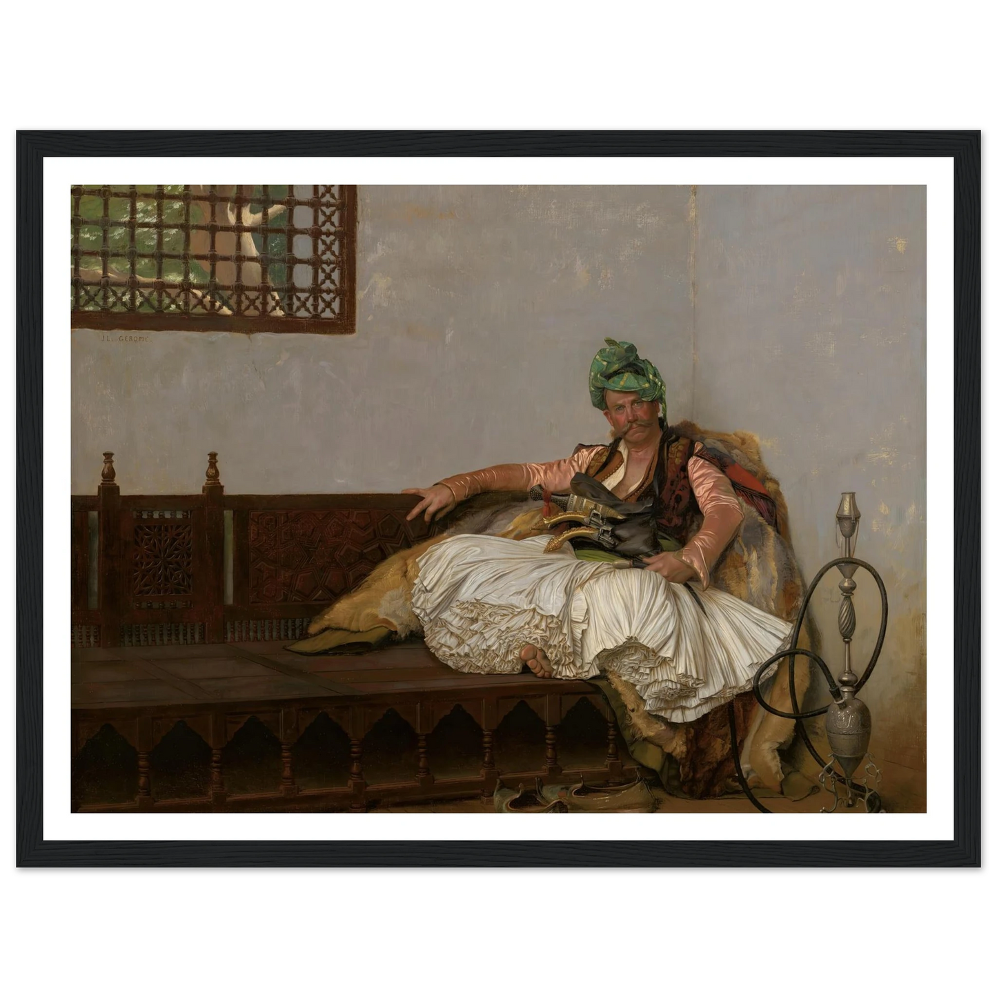 A Bashi-Bazouk Chieftan (circa 1880-82) Art Print | Jean Leon Gerome - Framed Poster - 30x40 cm / 12x16″ - Black frame