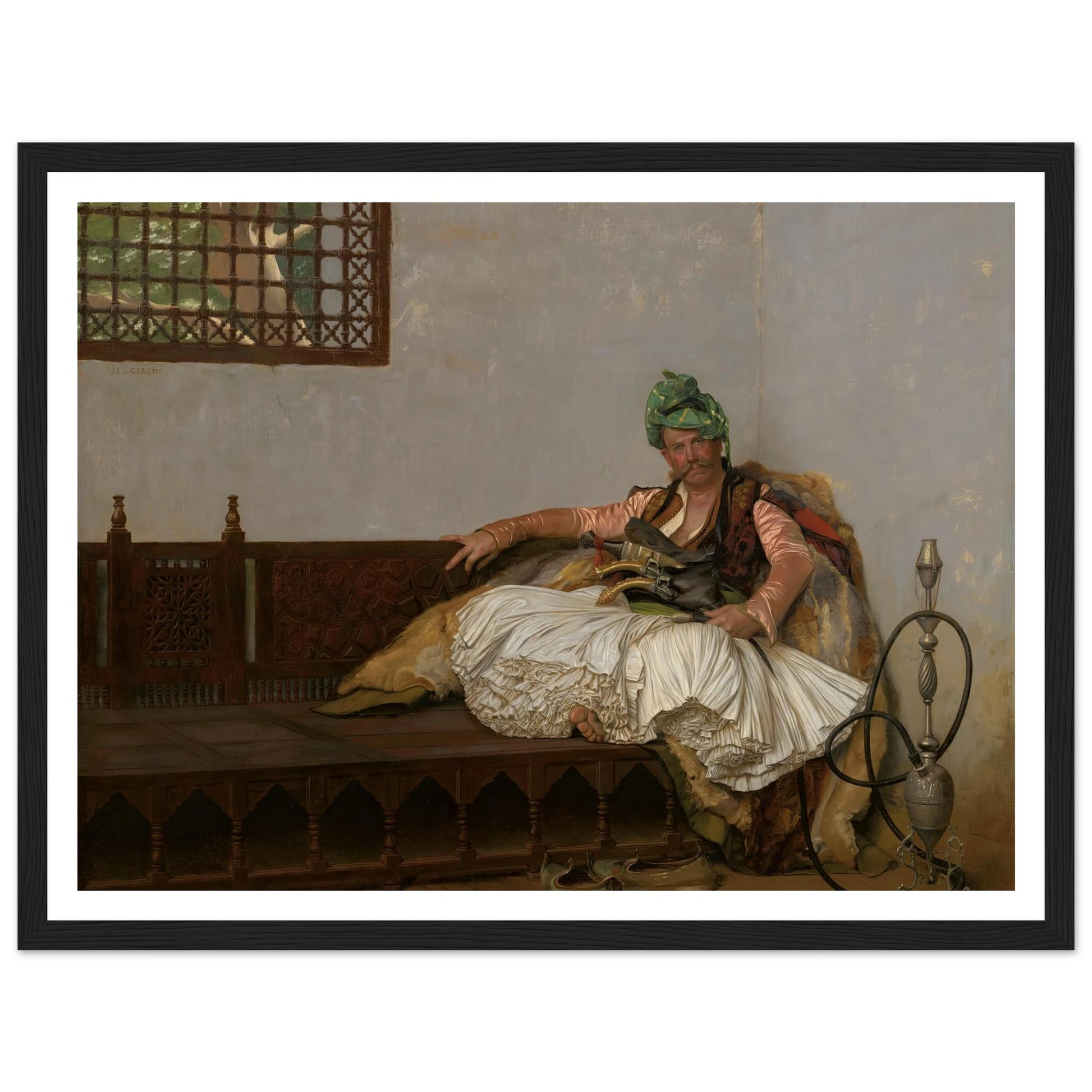 A Bashi-Bazouk Chieftan (circa 1880-82) Art Print | Jean Leon Gerome - Framed Poster - 30x40 cm / 12x16″ - Black frame