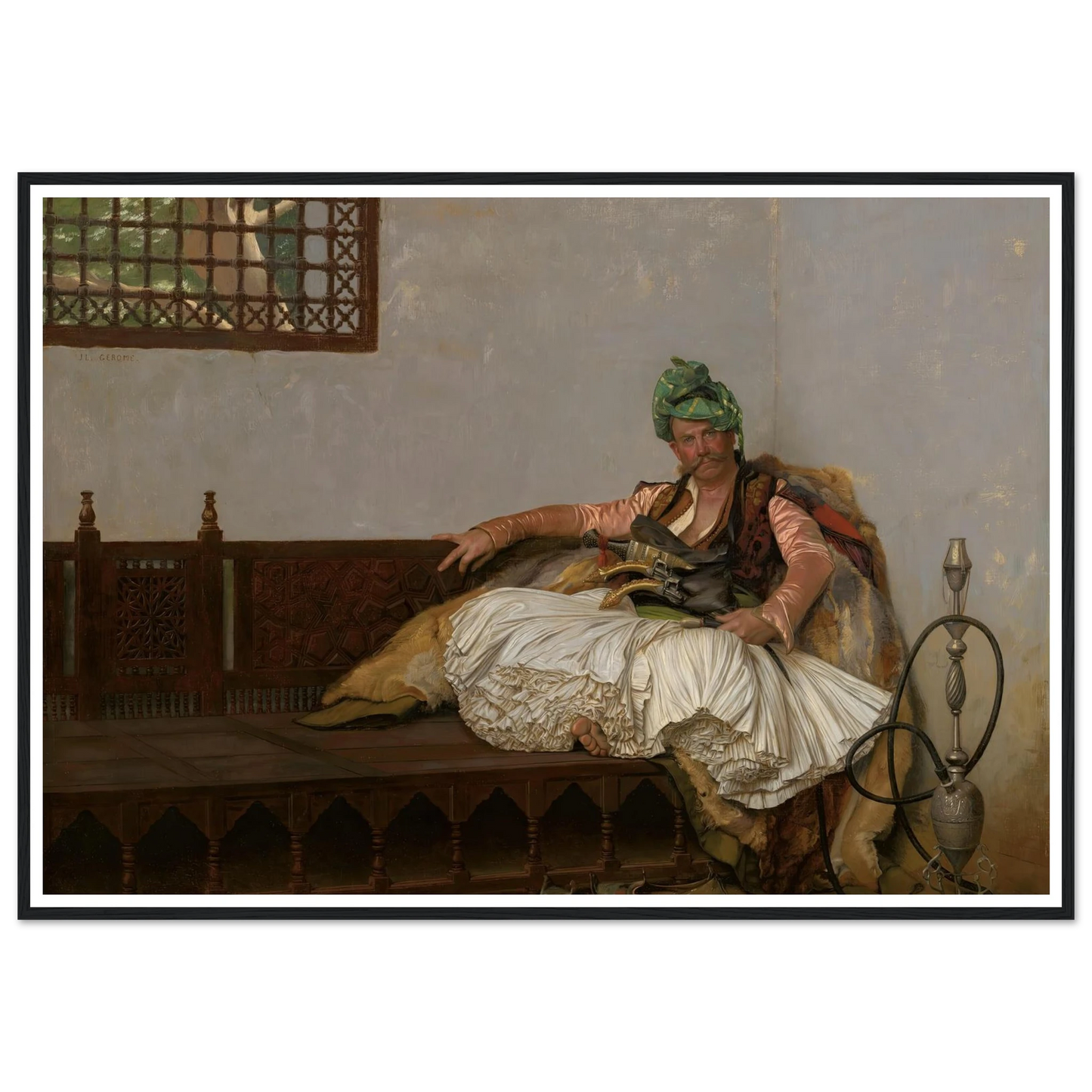 A Bashi-Bazouk Chieftan (circa 1880-82) Art Print | Jean Leon Gerome - Framed Poster - 30x40 cm / 12x16″ - Black frame