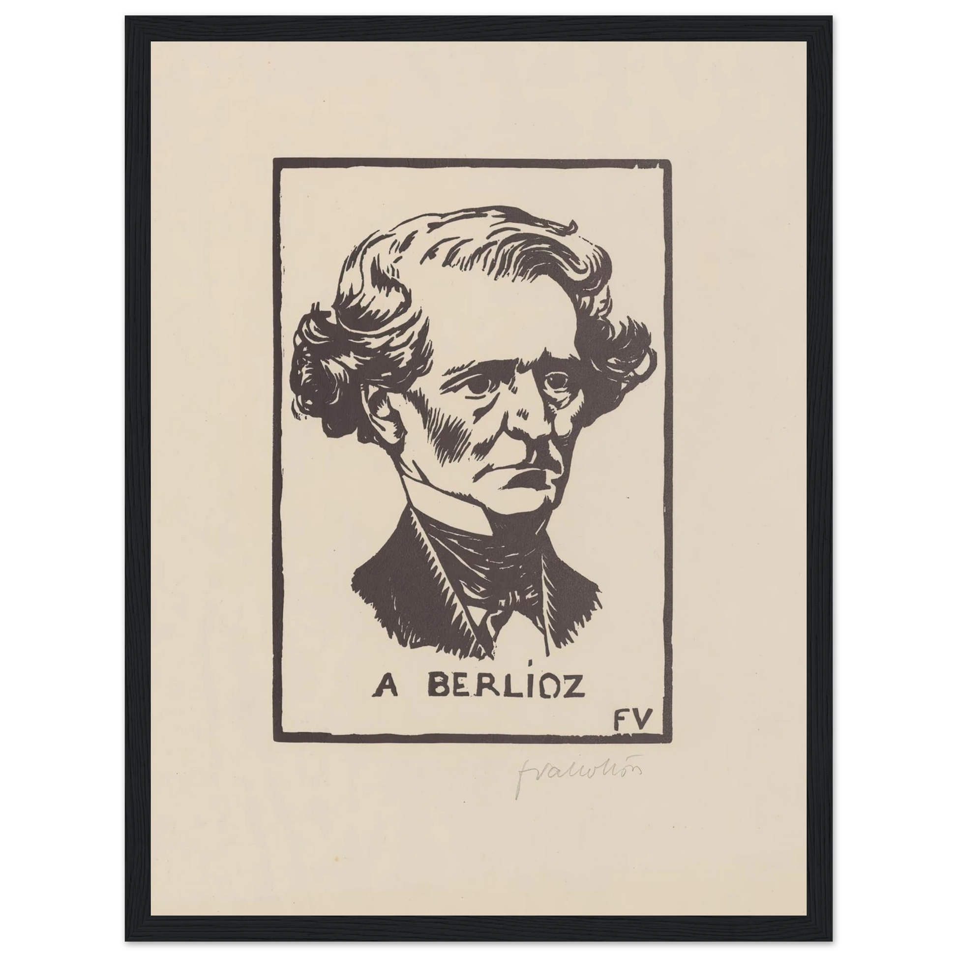 A Berlioz (1891) Art Print | Felix Vallotton - Framed Poster - 30x40 cm / 12x16″ - Black frame