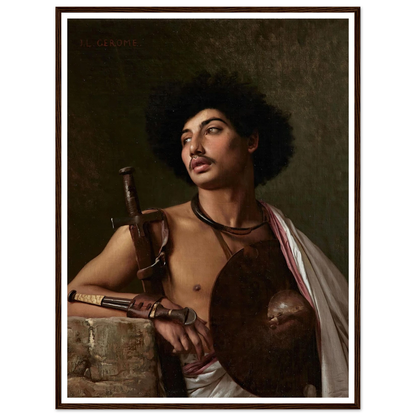 A Bischari Warrior Art Print | Jean Leon Gerome - Framed Poster - 30x40 cm / 12x16″ - Black frame