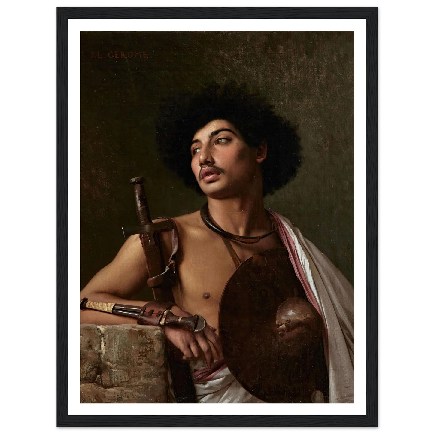 A Bischari Warrior Art Print | Jean Leon Gerome - Framed Poster - 30x40 cm / 12x16″ - Black frame
