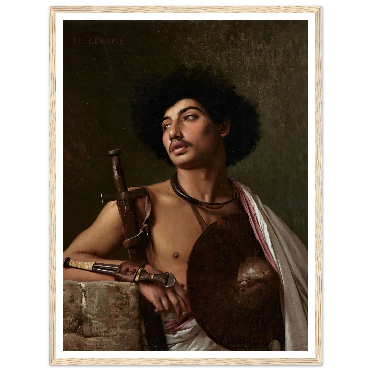 A Bischari Warrior Art Print | Jean Leon Gerome - Framed Poster - 30x40 cm / 12x16″ - Black frame