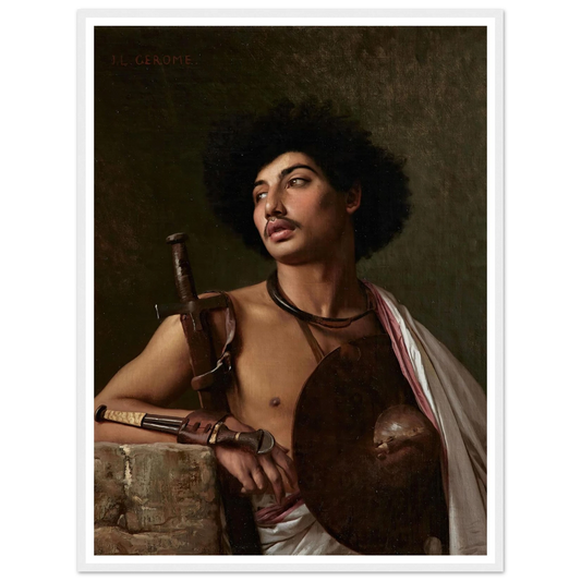 A Bischari Warrior Art Print | Jean Leon Gerome - Framed Poster - 30x40 cm / 12x16″ - Black frame