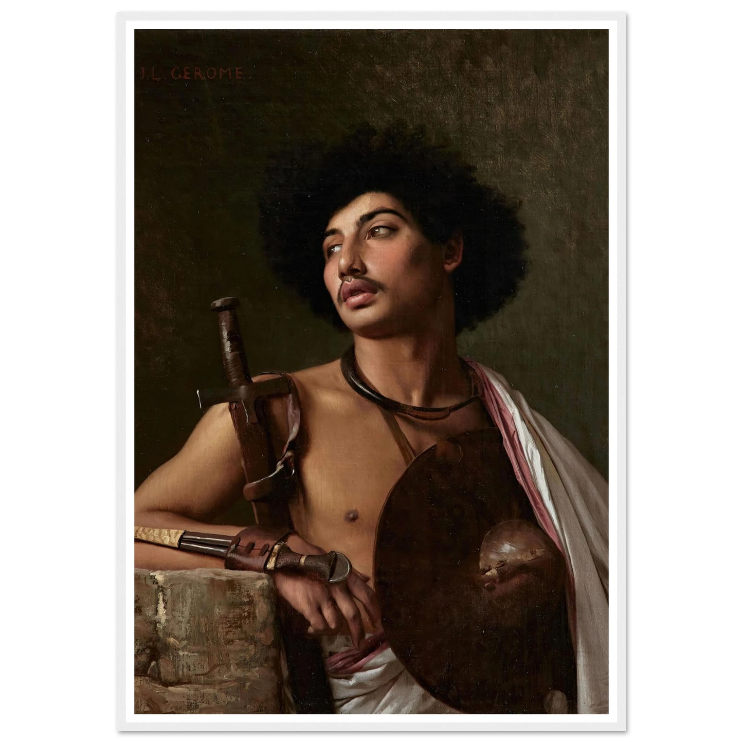 A Bischari Warrior Art Print | Jean Leon Gerome - Framed Poster - 30x40 cm / 12x16″ - Black frame
