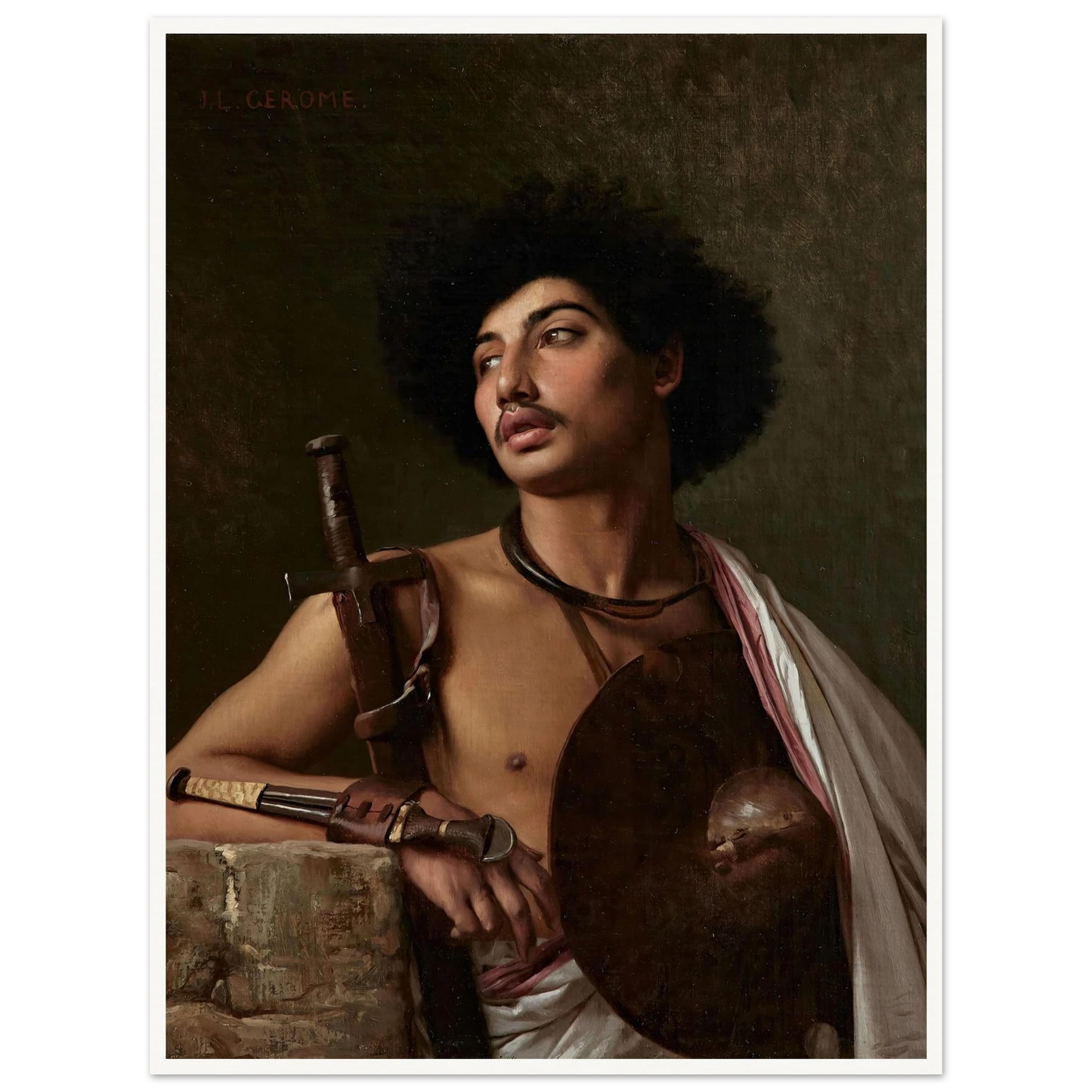 A Bischari Warrior Art Print | Jean Leon Gerome - Framed Poster - 30x40 cm / 12x16″ - Black frame