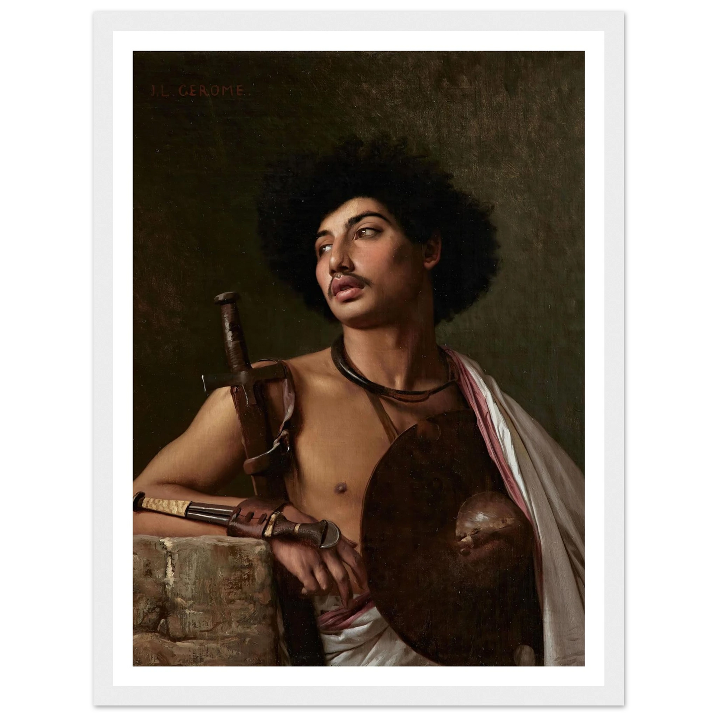 A Bischari Warrior Art Print | Jean Leon Gerome - Framed Poster - 30x40 cm / 12x16″ - Black frame