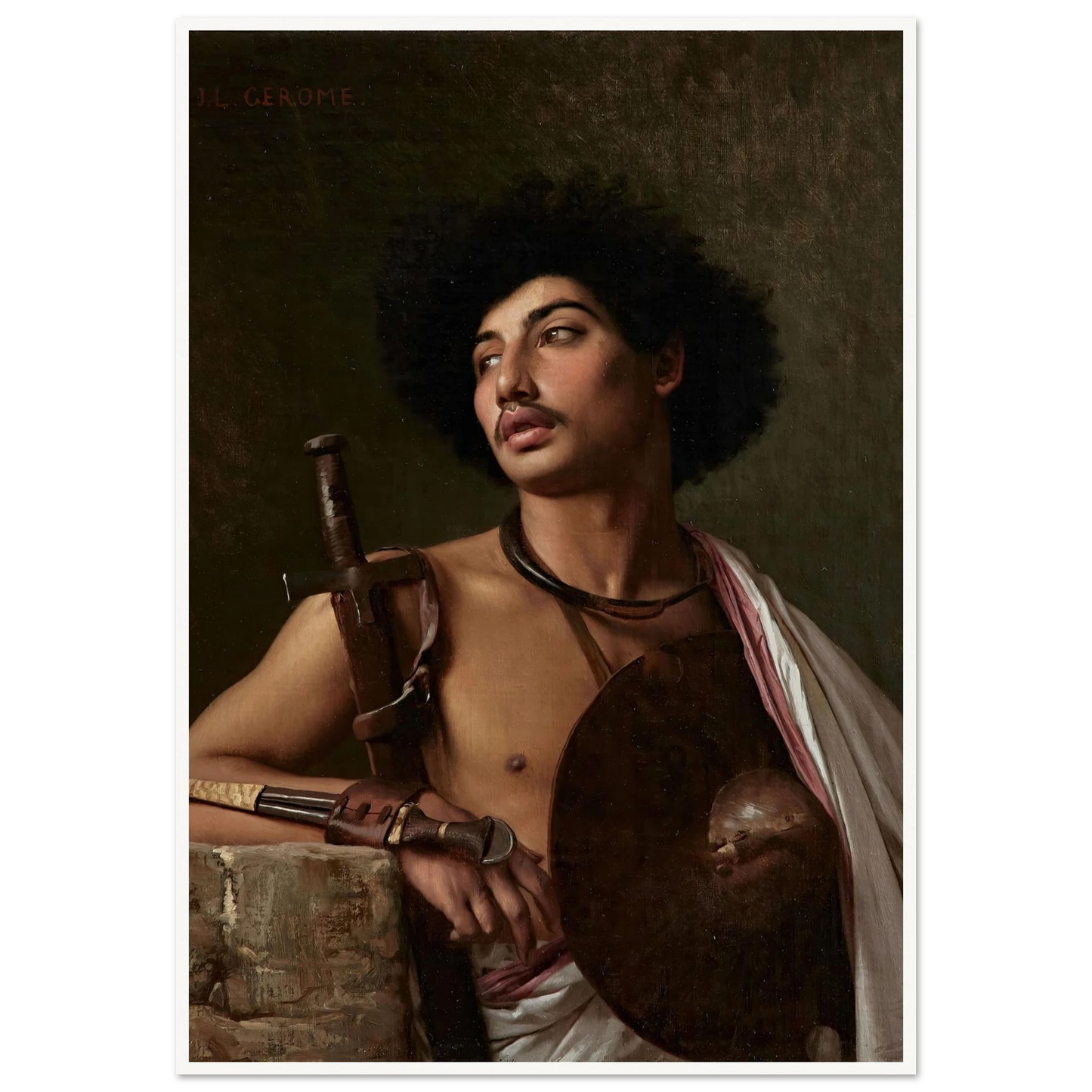 A Bischari Warrior Art Print | Jean Leon Gerome - Framed Poster - 30x40 cm / 12x16″ - Black frame