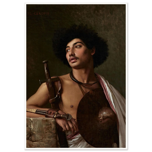 A Bischari Warrior Art Print | Jean Leon Gerome - Framed Poster - 30x40 cm / 12x16″ - Black frame