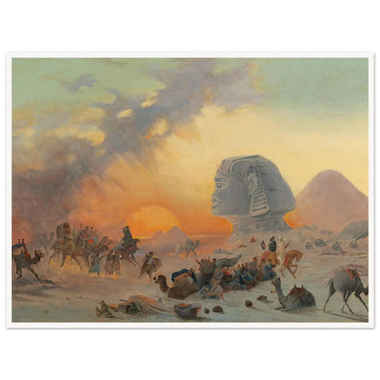 A Caravan In The Desert In A Simoom Art Print | Ippolito Caffi - Framed Poster - 30x40 cm / 12x16″ - Black frame
