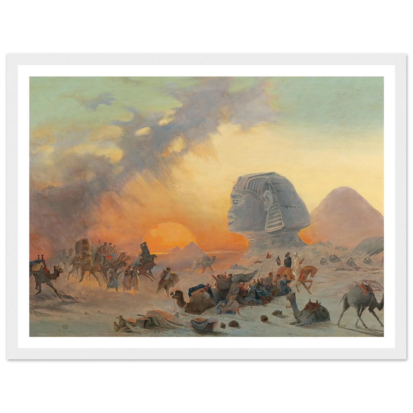 A Caravan In The Desert In A Simoom Art Print | Ippolito Caffi - Framed Poster - 30x40 cm / 12x16″ - Black frame