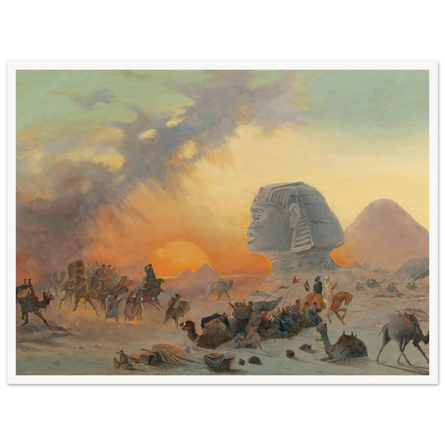 A Caravan In The Desert In A Simoom Art Print | Ippolito Caffi - Framed Poster - 30x40 cm / 12x16″ - Black frame