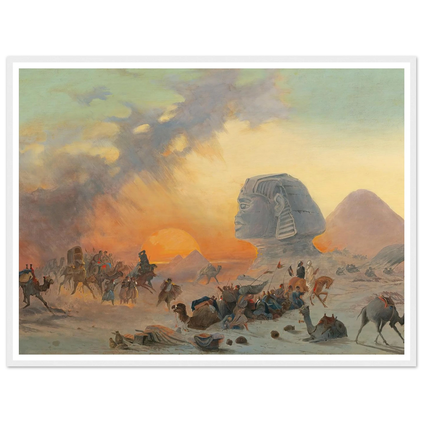 A Caravan In The Desert In A Simoom Art Print | Ippolito Caffi - Framed Poster - 30x40 cm / 12x16″ - Black frame