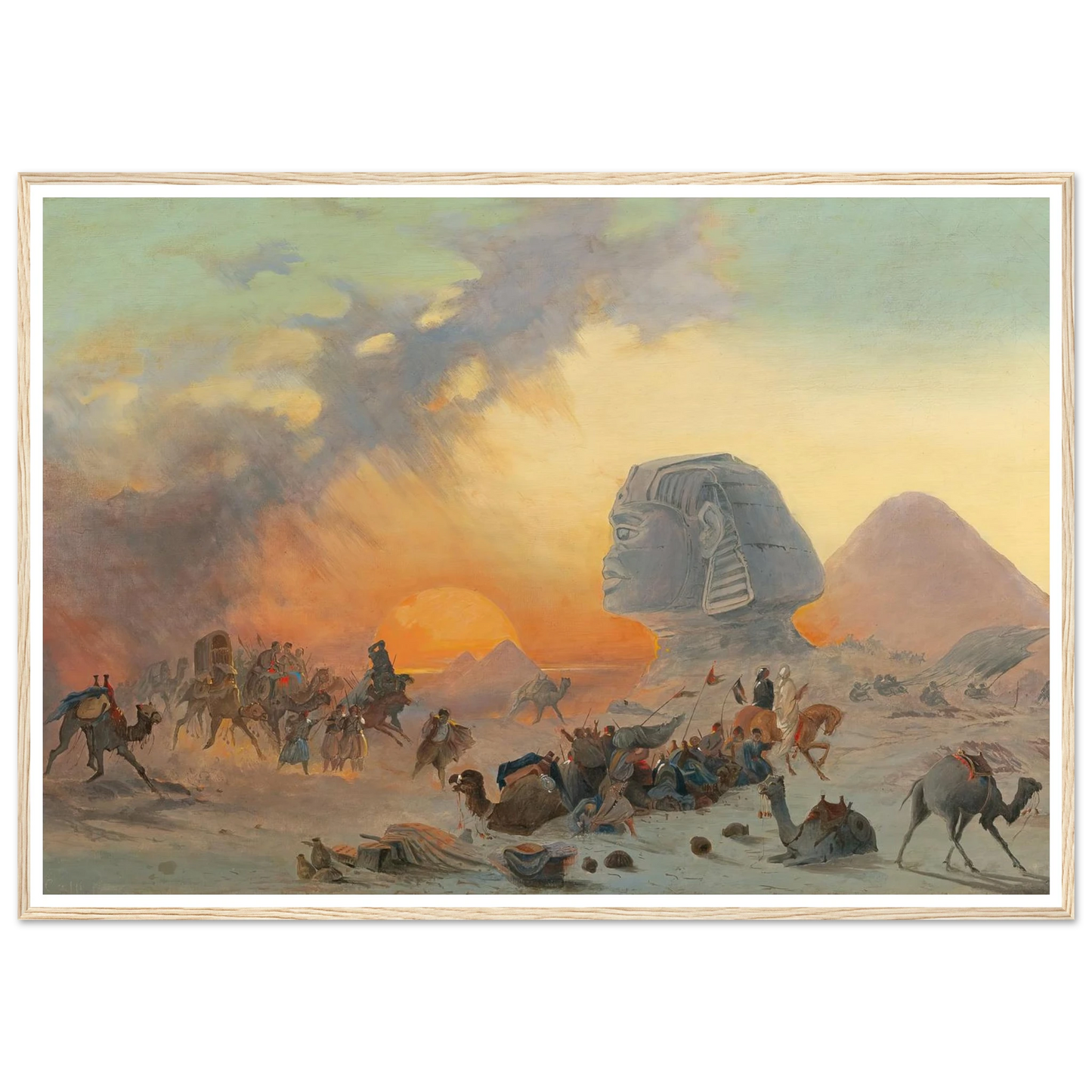 A Caravan In The Desert In A Simoom Art Print | Ippolito Caffi - Framed Poster - 30x40 cm / 12x16″ - Black frame