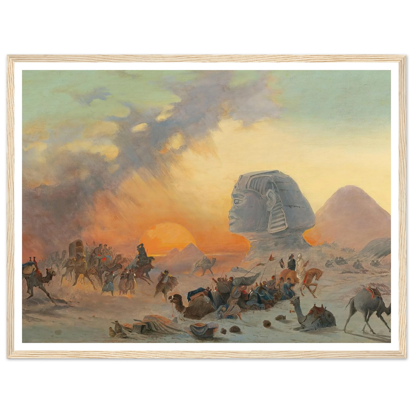 A Caravan In The Desert In A Simoom Art Print | Ippolito Caffi - Framed Poster - 30x40 cm / 12x16″ - Black frame