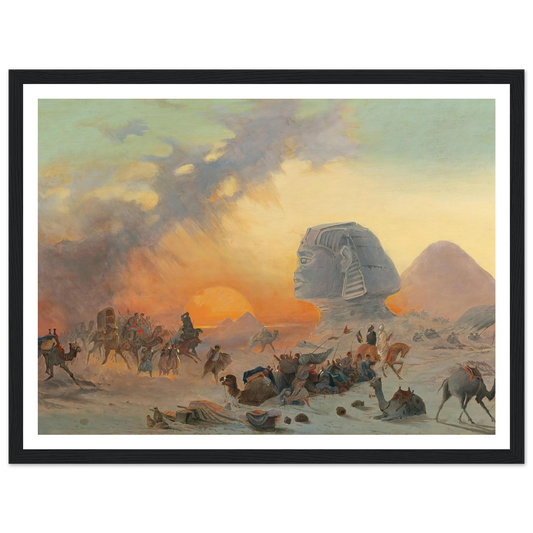 A Caravan In The Desert In A Simoom Art Print | Ippolito Caffi - Framed Poster - 30x40 cm / 12x16″ - Black frame