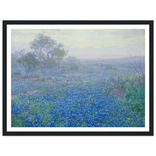 A Cloudy Day, Bluebonnets near San Antonio, Texas (1918) Art Print | Julian Onderdonk - Framed Poster - 30x40 cm / 12x16″ - Black frame