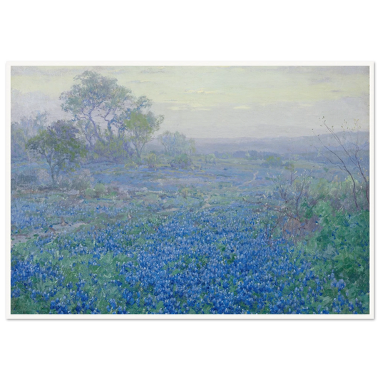 A Cloudy Day, Bluebonnets near San Antonio, Texas (1918) Art Print | Julian Onderdonk - Framed Poster - 30x40 cm / 12x16″ - Black frame