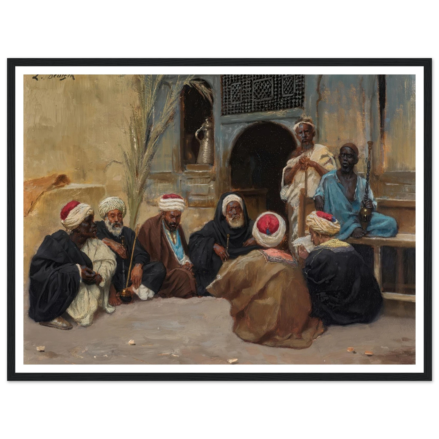 A Council Of Elders Art Print | Ludwig Deutsch - Framed Poster - 30x40 cm / 12x16″ - Black frame