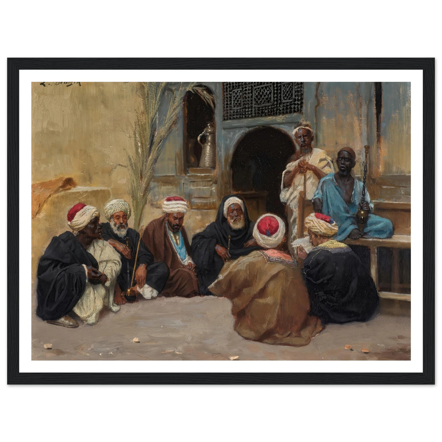 A Council Of Elders Art Print | Ludwig Deutsch - Framed Poster - 30x40 cm / 12x16″ - Black frame