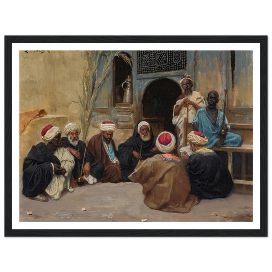 A Council Of Elders Art Print | Ludwig Deutsch - Framed Poster - 30x40 cm / 12x16″ - Black frame