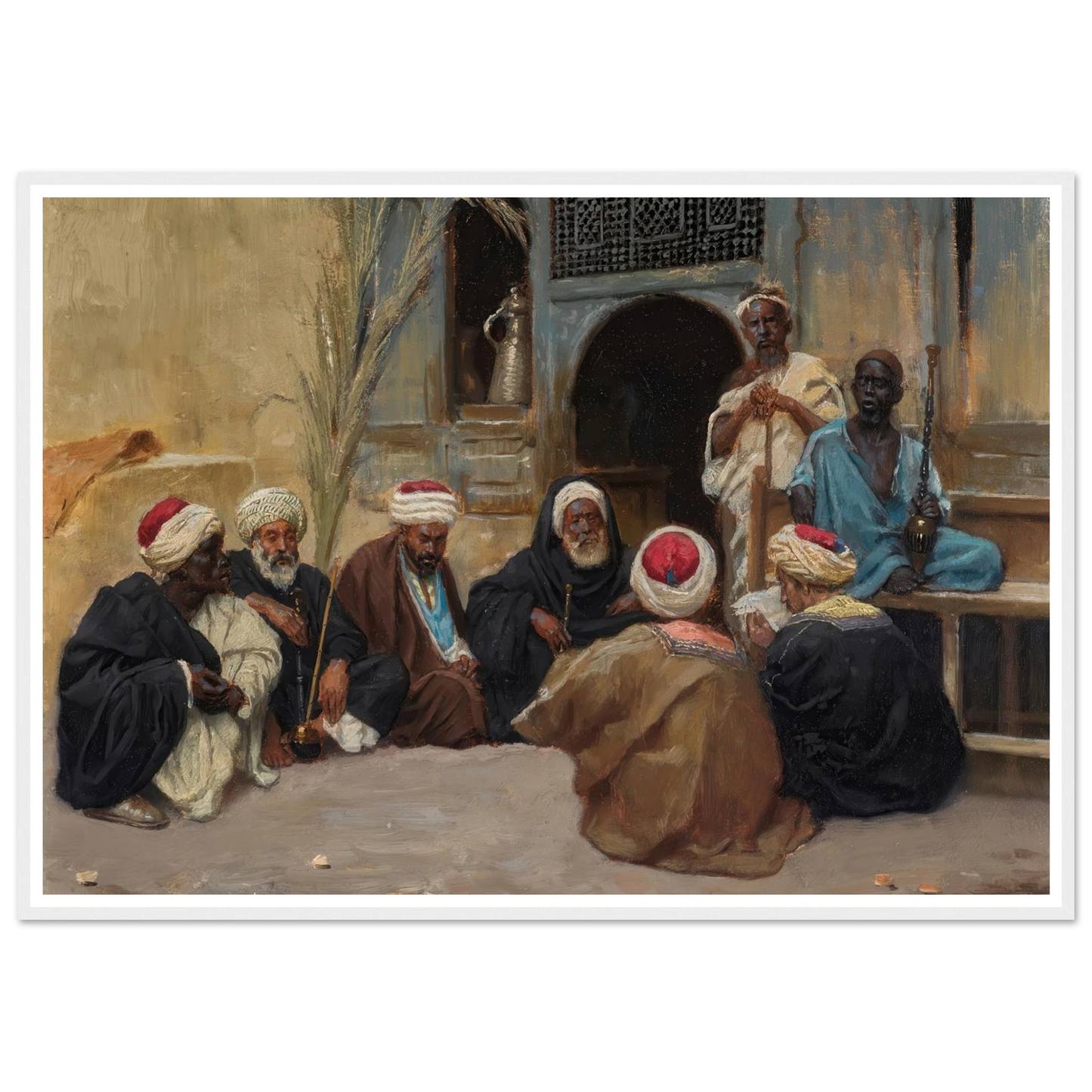 A Council Of Elders Art Print | Ludwig Deutsch - Framed Poster - 30x40 cm / 12x16″ - Black frame