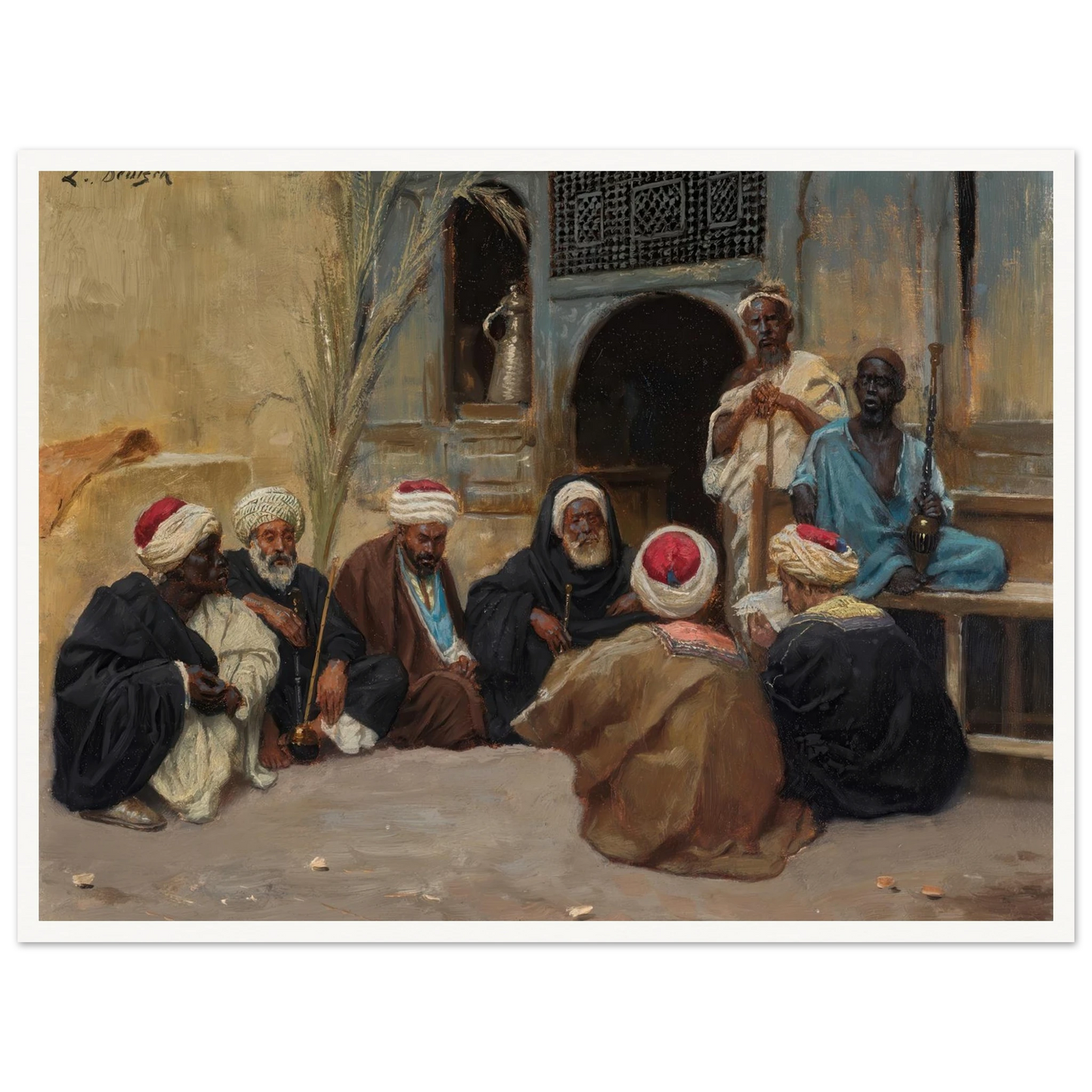 A Council Of Elders Art Print | Ludwig Deutsch - Framed Poster - 30x40 cm / 12x16″ - Black frame