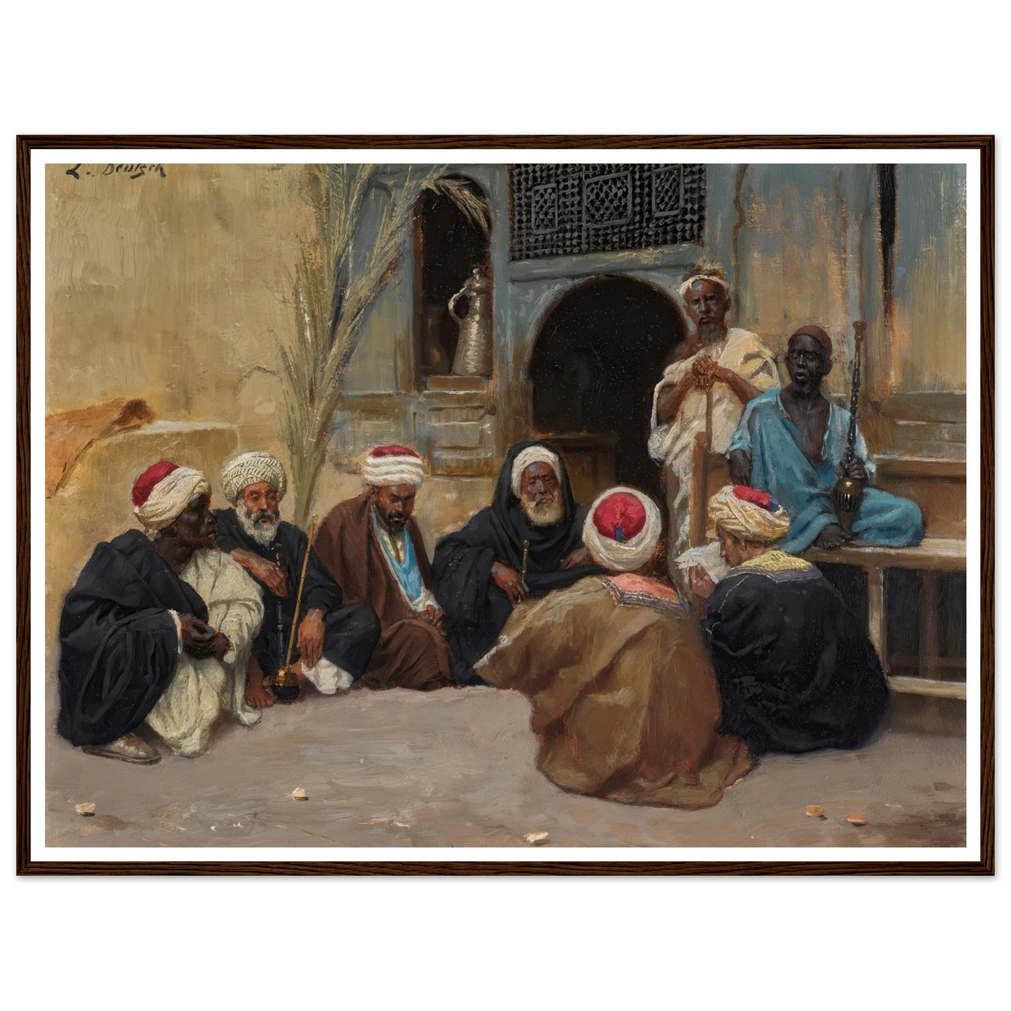 A Council Of Elders Art Print | Ludwig Deutsch - Framed Poster - 30x40 cm / 12x16″ - Black frame