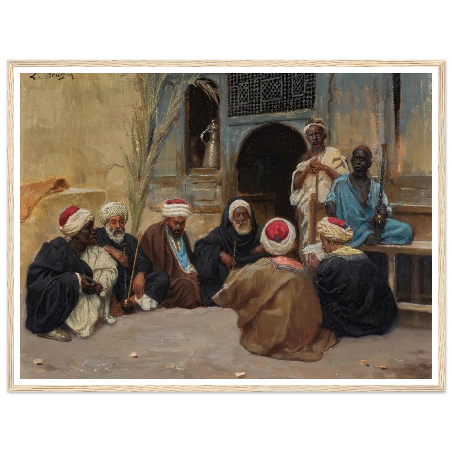 A Council Of Elders Art Print | Ludwig Deutsch - Framed Poster - 30x40 cm / 12x16″ - Black frame
