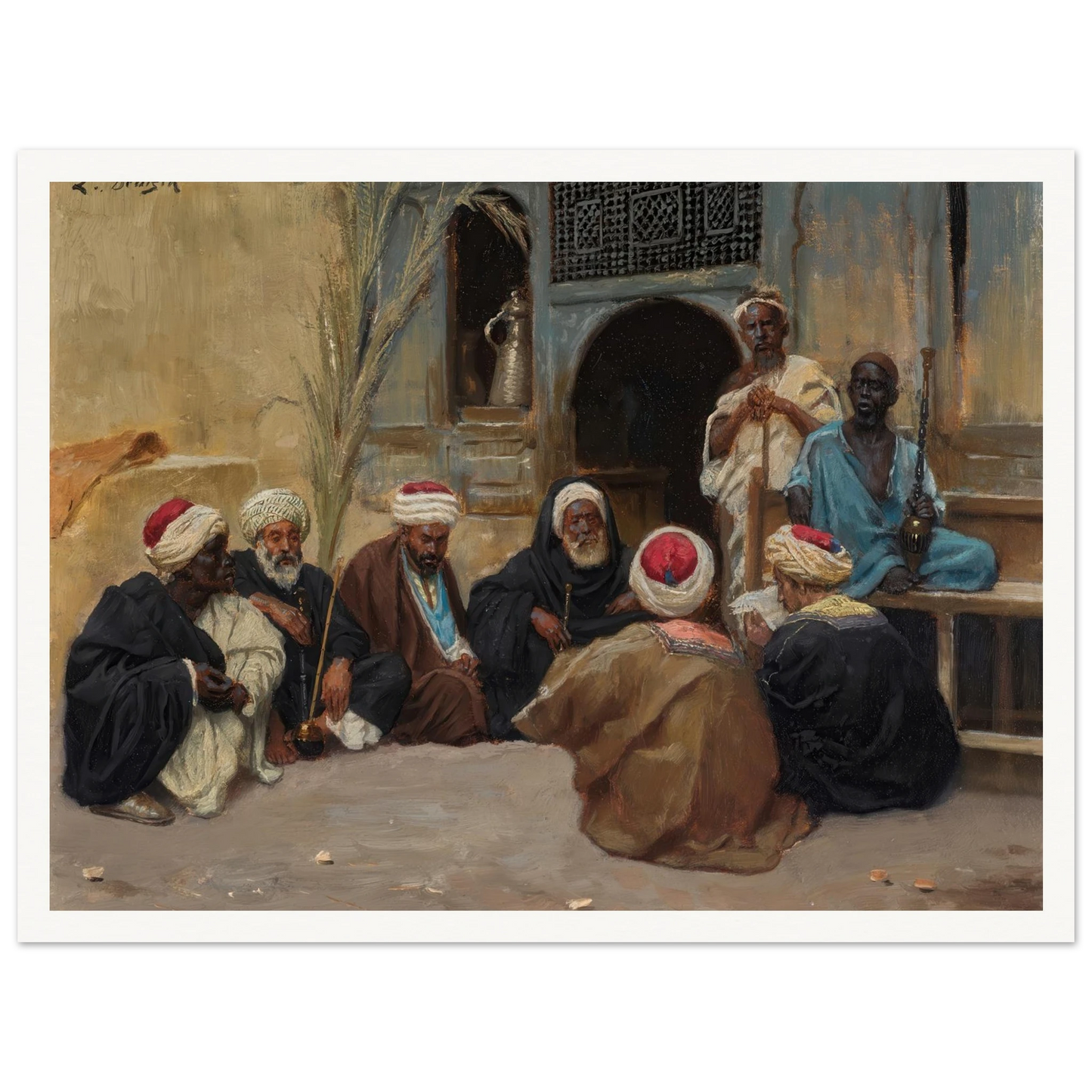 A Council Of Elders Art Print | Ludwig Deutsch - Framed Poster - 30x40 cm / 12x16″ - Black frame