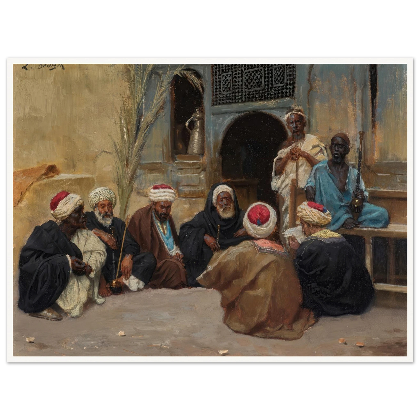 A Council Of Elders Art Print | Ludwig Deutsch - Framed Poster - 30x40 cm / 12x16″ - Black frame