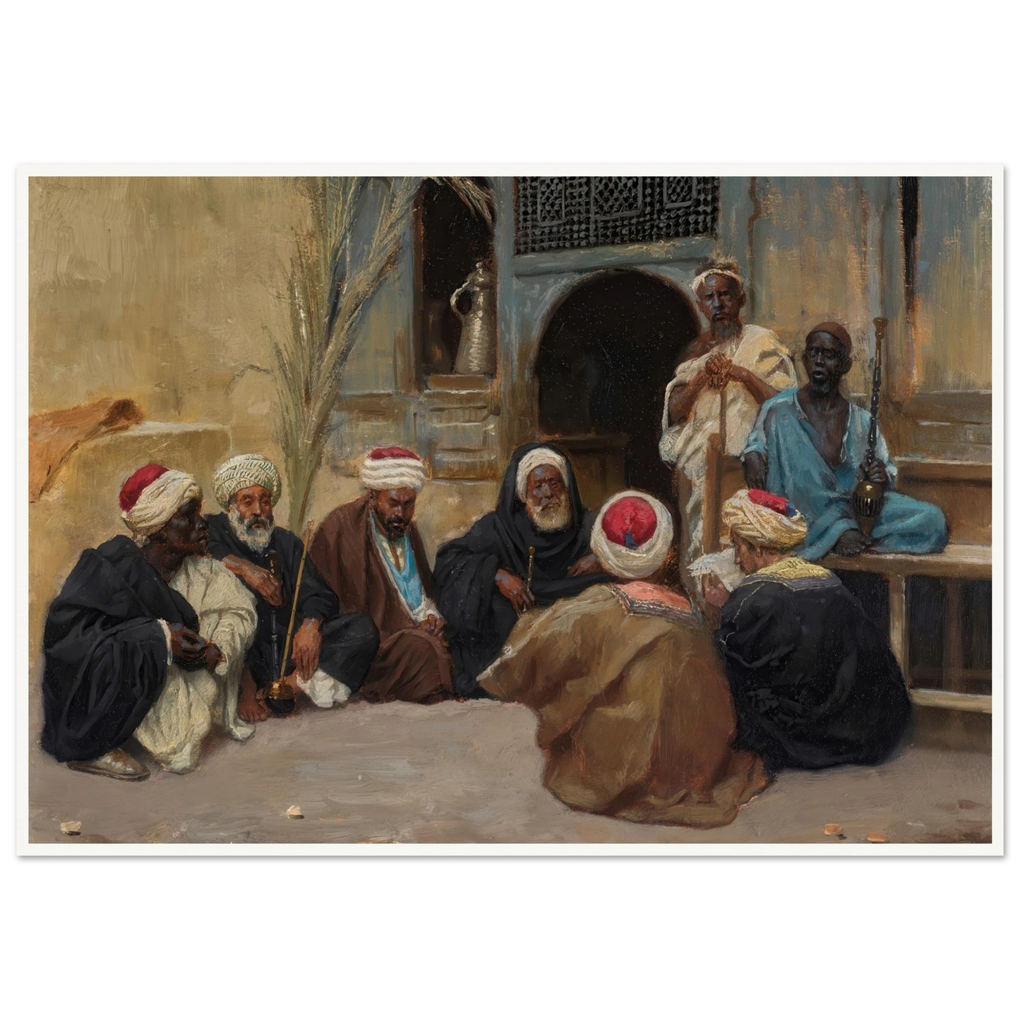 A Council Of Elders Art Print | Ludwig Deutsch - Framed Poster - 30x40 cm / 12x16″ - Black frame