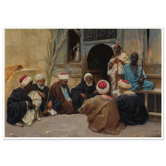 A Council Of Elders Art Print | Ludwig Deutsch - Framed Poster - 30x40 cm / 12x16″ - Black frame