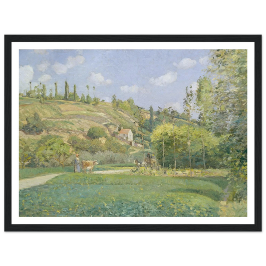 A Cowherd at Valhermeil, Auvers-sur-Oise (1874) Art Print | Camille Pissarro - Framed Poster - 30x40 cm / 12x16″ - Black frame