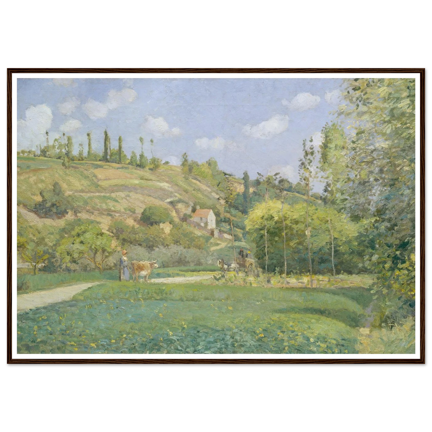 A Cowherd at Valhermeil, Auvers-sur-Oise (1874) Art Print | Camille Pissarro - Framed Poster - 30x40 cm / 12x16″ - Black frame