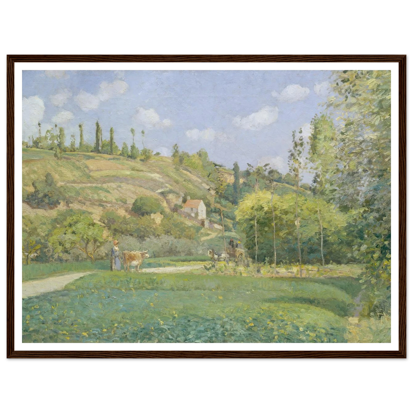 A Cowherd at Valhermeil, Auvers-sur-Oise (1874) Art Print | Camille Pissarro - Framed Poster - 30x40 cm / 12x16″ - Black frame