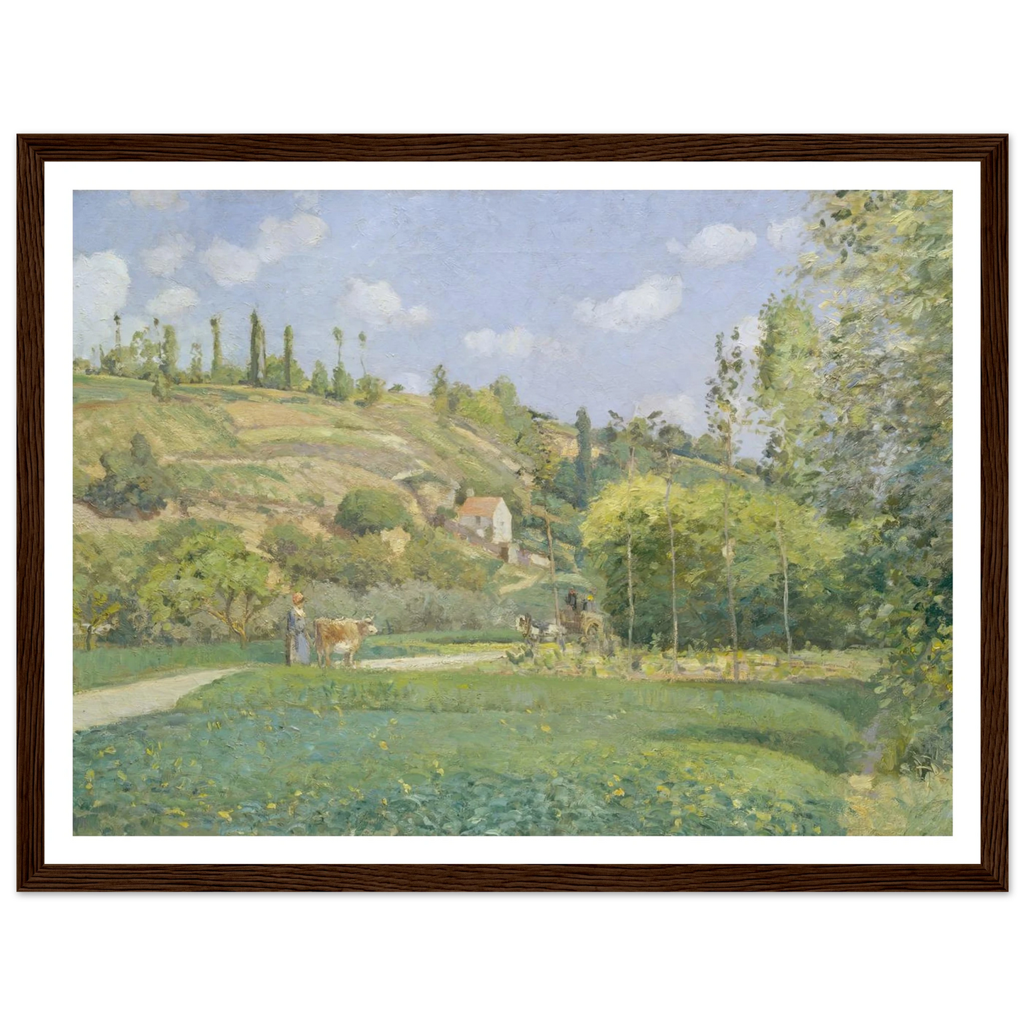 A Cowherd at Valhermeil, Auvers-sur-Oise (1874) Art Print | Camille Pissarro - Framed Poster - 30x40 cm / 12x16″ - Black frame