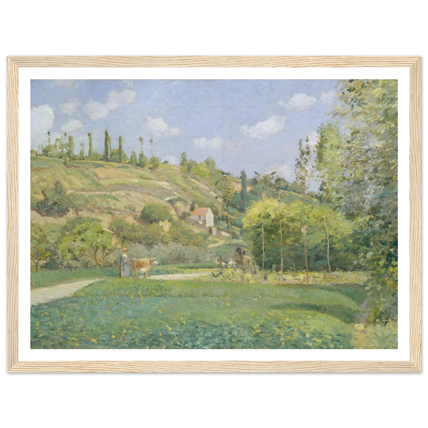 A Cowherd at Valhermeil, Auvers-sur-Oise (1874) Art Print | Camille Pissarro - Framed Poster - 30x40 cm / 12x16″ - Black frame