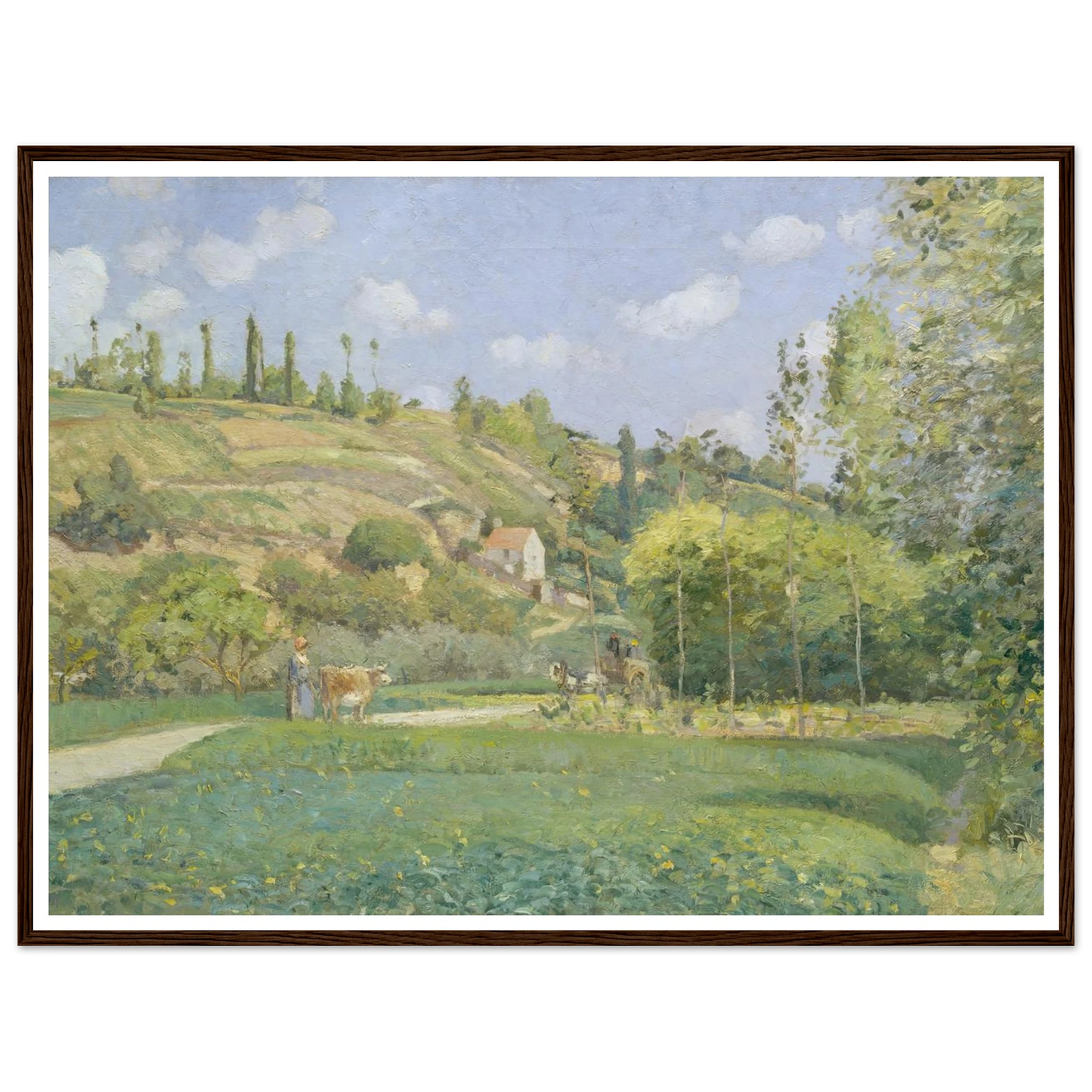 A Cowherd at Valhermeil, Auvers-sur-Oise (1874) Art Print | Camille Pissarro - Framed Poster - 30x40 cm / 12x16″ - Black frame