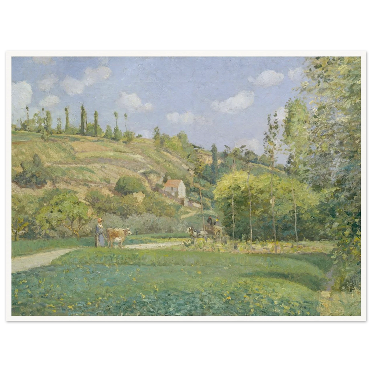 A Cowherd at Valhermeil, Auvers-sur-Oise (1874) Art Print | Camille Pissarro - Framed Poster - 30x40 cm / 12x16″ - Black frame