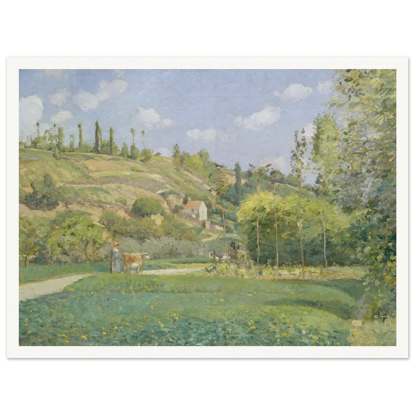 A Cowherd at Valhermeil, Auvers-sur-Oise (1874) Art Print | Camille Pissarro - Framed Poster - 30x40 cm / 12x16″ - Black frame