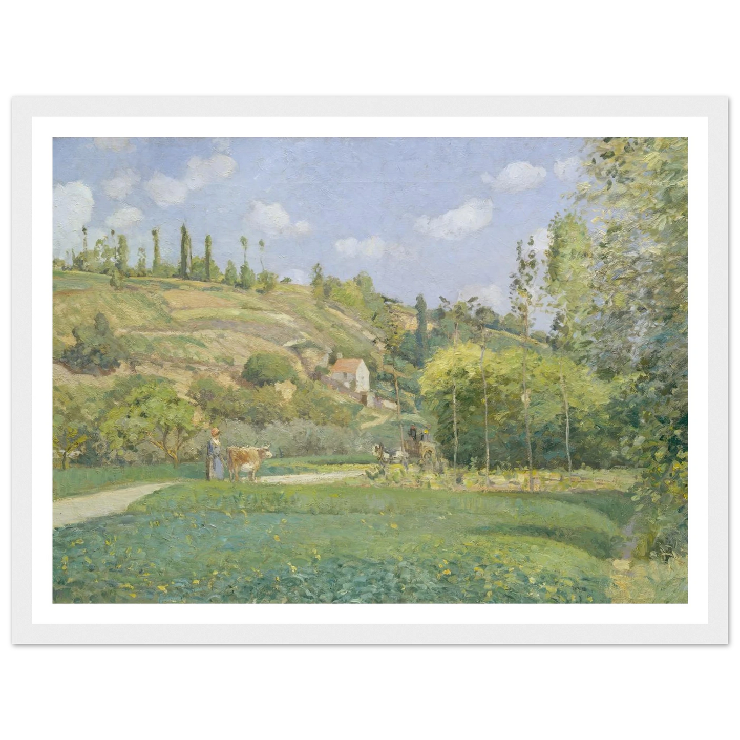 A Cowherd at Valhermeil, Auvers-sur-Oise (1874) Art Print | Camille Pissarro - Framed Poster - 30x40 cm / 12x16″ - Black frame