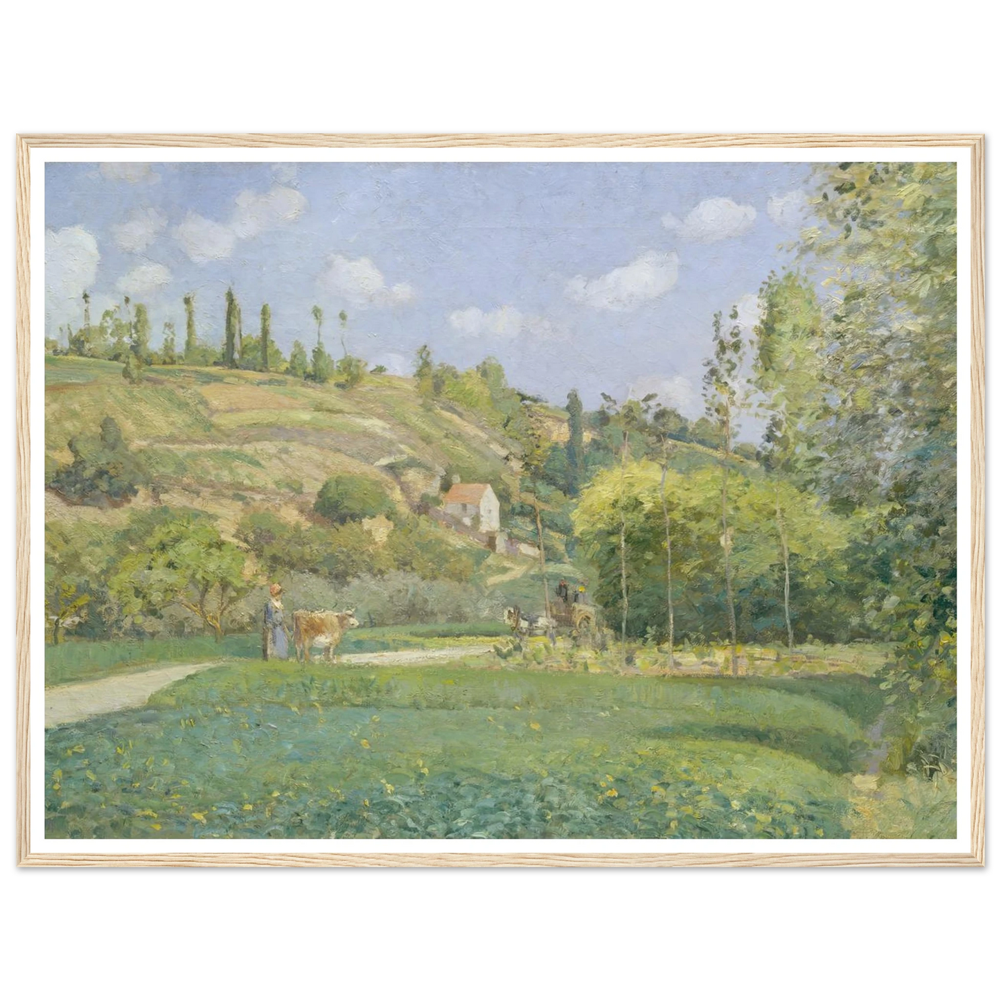 A Cowherd at Valhermeil, Auvers-sur-Oise (1874) Art Print | Camille Pissarro - Framed Poster - 30x40 cm / 12x16″ - Black frame