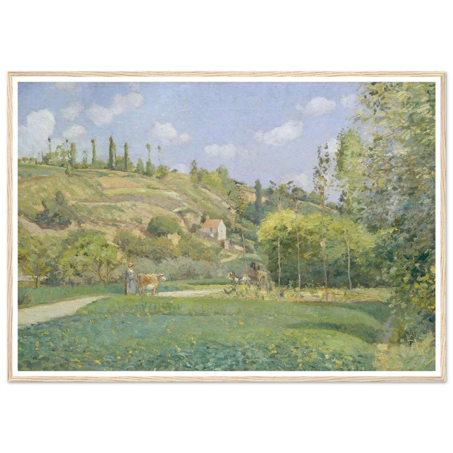 A Cowherd at Valhermeil, Auvers-sur-Oise (1874) Art Print | Camille Pissarro - Framed Poster - 30x40 cm / 12x16″ - Black frame