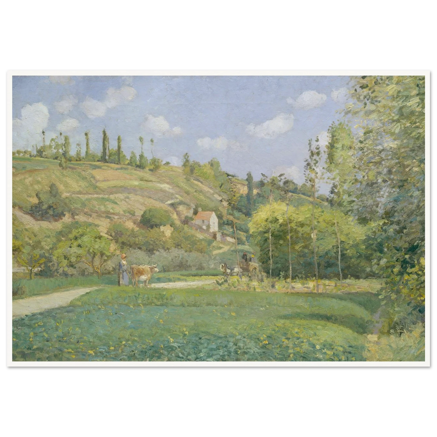 A Cowherd at Valhermeil, Auvers-sur-Oise (1874) Art Print | Camille Pissarro - Framed Poster - 30x40 cm / 12x16″ - Black frame