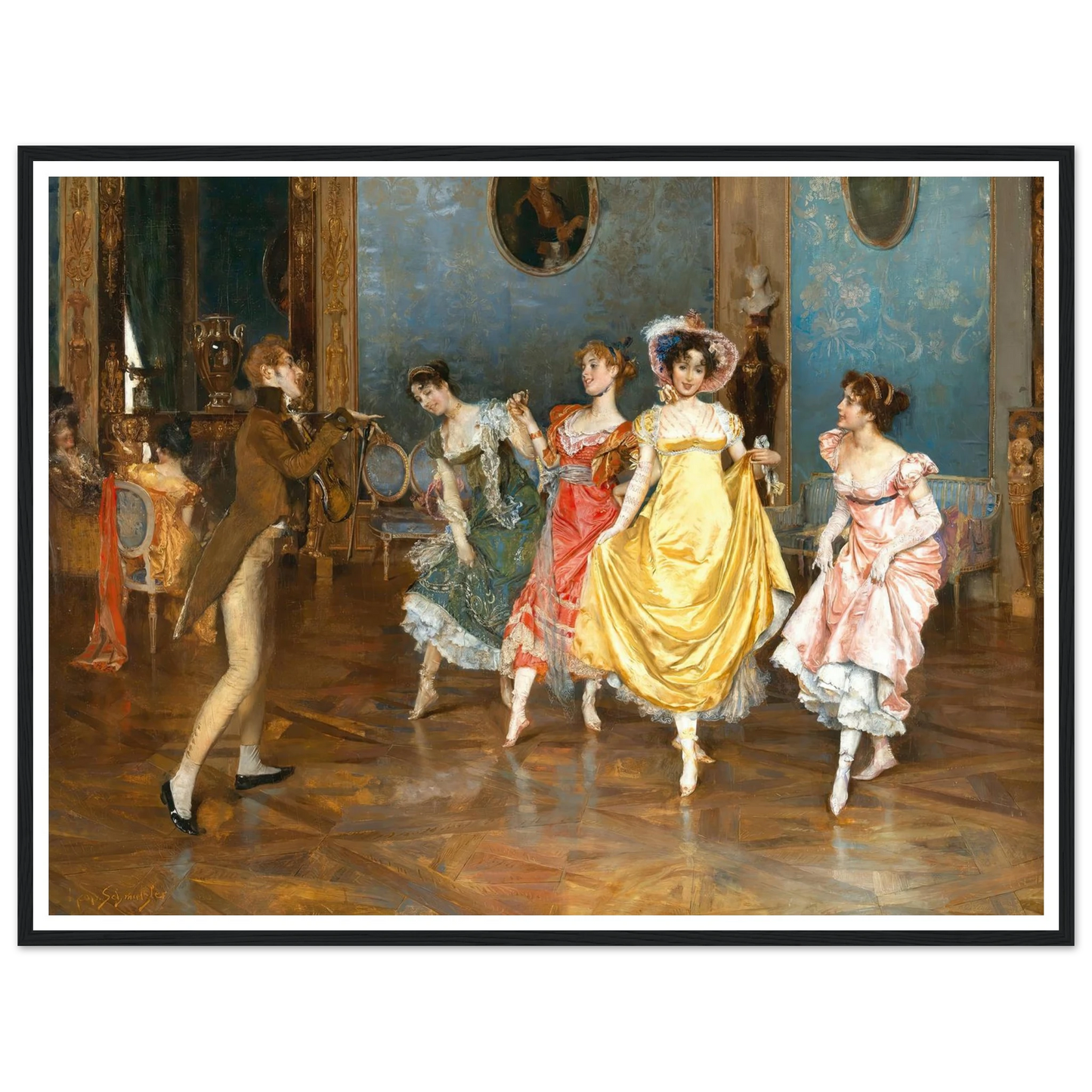 A Dance Rehearsal Art Print | Leopold Schmutzler - Framed Poster - 30x40 cm / 12x16″ - Black frame