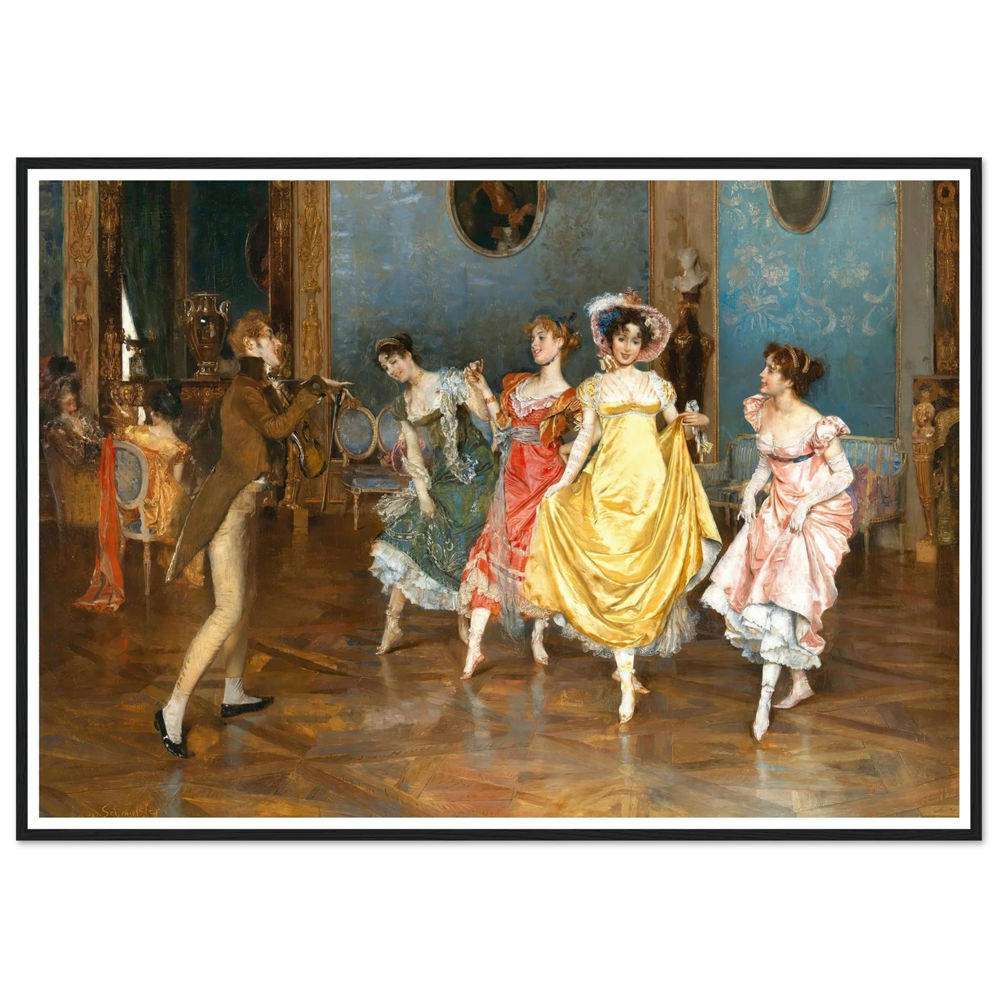 A Dance Rehearsal Art Print | Leopold Schmutzler - Framed Poster - 30x40 cm / 12x16″ - Black frame