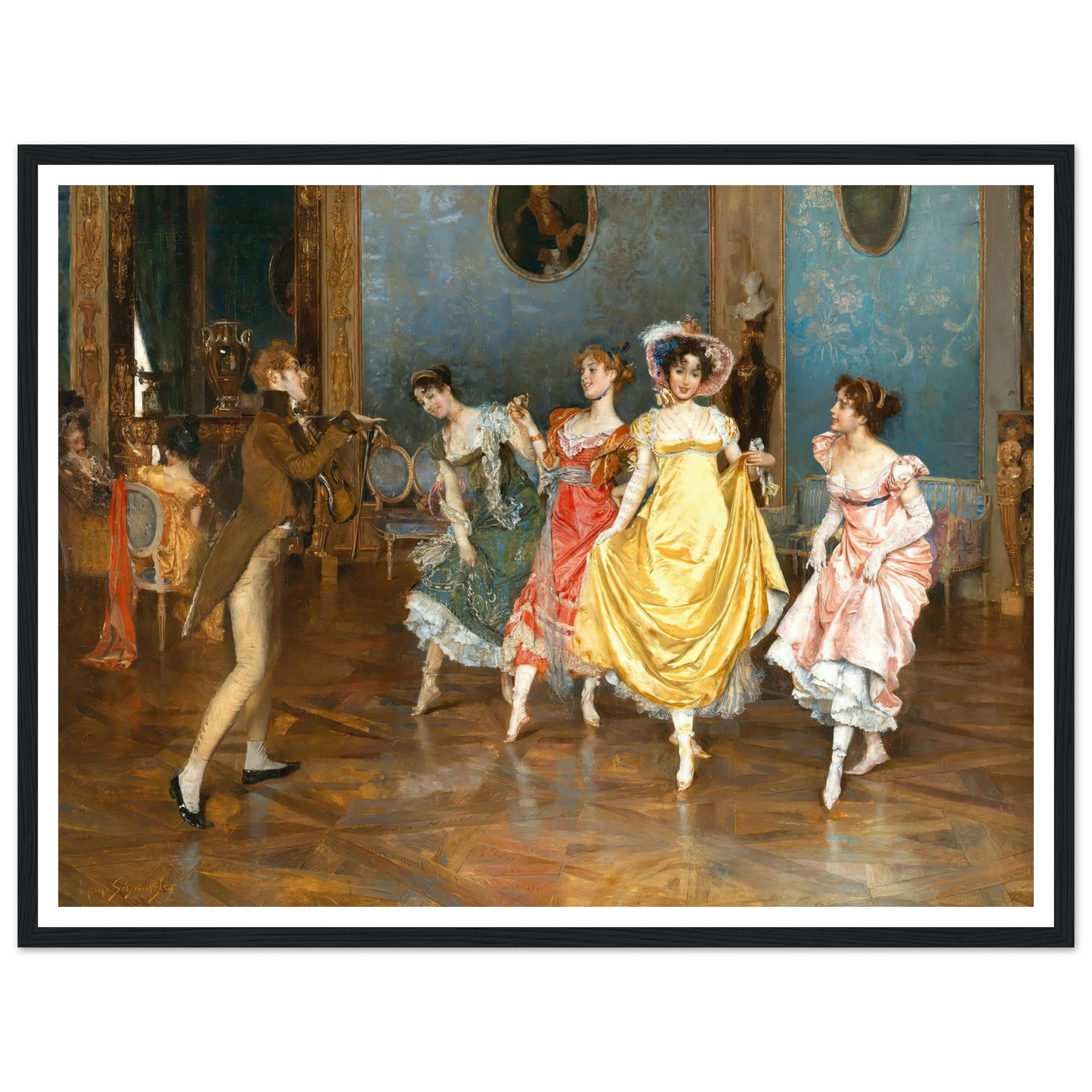 A Dance Rehearsal Art Print | Leopold Schmutzler - Framed Poster - 30x40 cm / 12x16″ - Black frame