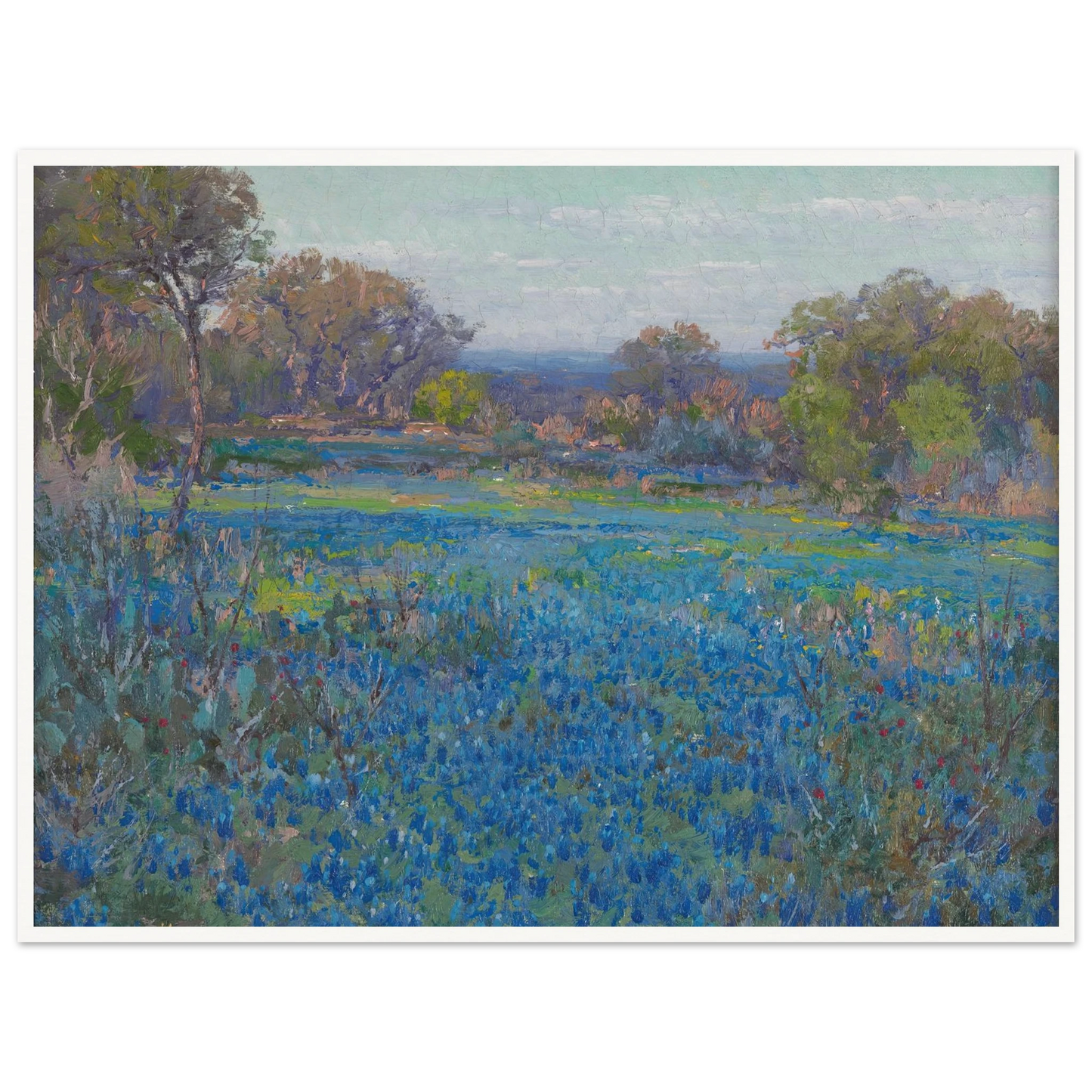 A field of Blue Bonnets, late afternoon sunlight (1919-1920) Art Print | Julian Onderdonk - Framed Poster - 30x40 cm / 12x16″ - Black frame
