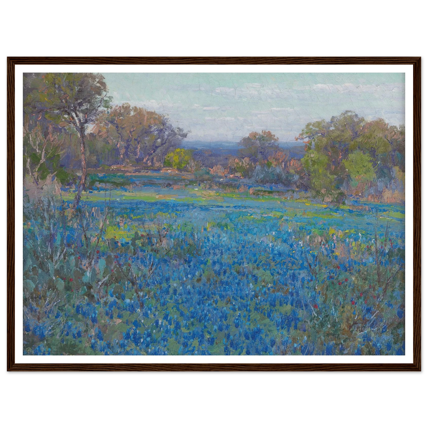 A field of Blue Bonnets, late afternoon sunlight (1919-1920) Art Print | Julian Onderdonk - Framed Poster - 30x40 cm / 12x16″ - Black frame